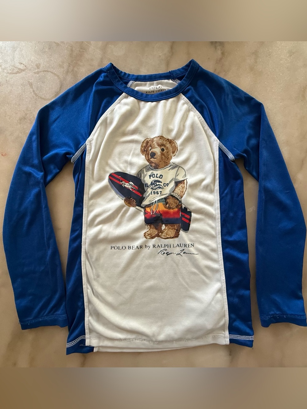 RALPH LAUREN Boy's Polo Bear Long-Sleeve Rash Guard size 5